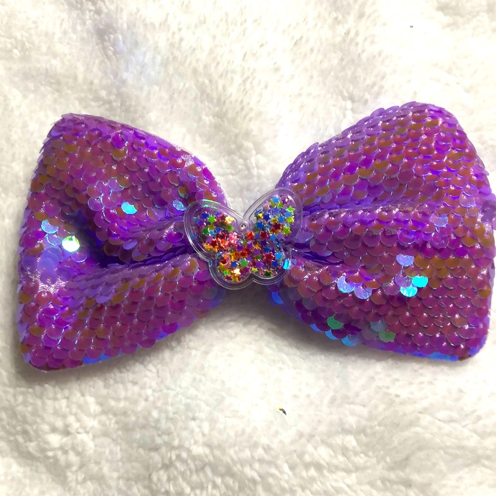 2 for $8 Large purple sequined bow with butterfly